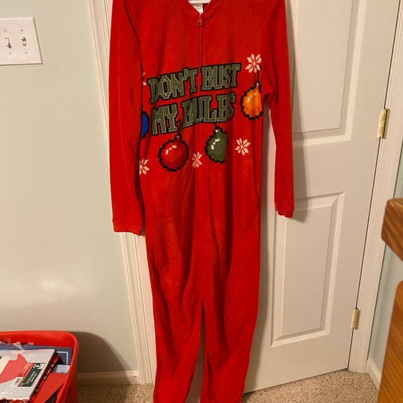 “Don’t bust my bulbs” red adult onsie - Picture 2 of 7